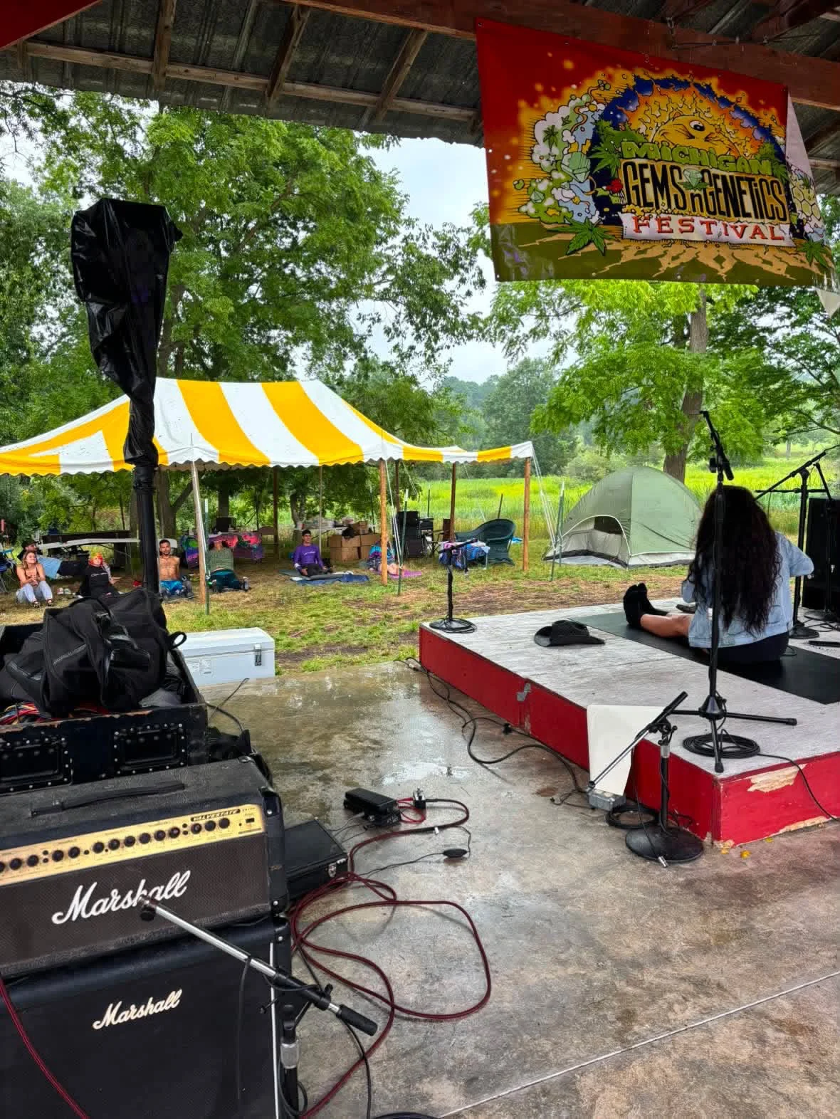 A yoga gathering led by Paige at a festival